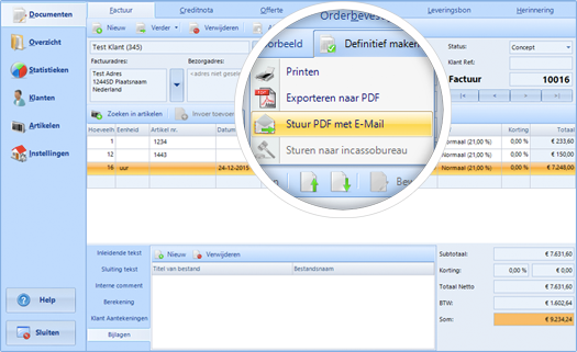 facturen sturen met email