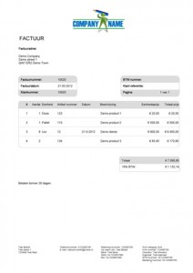 facturatie sjabloon opmaak progress