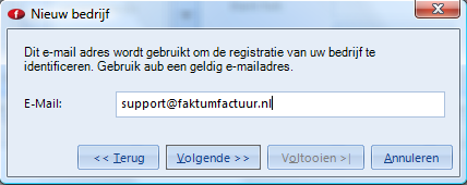 Factuur Software Installatie Nieuw bedrijf Registratie