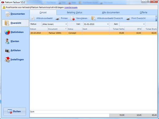 Factuur Software Overzicht Betaling